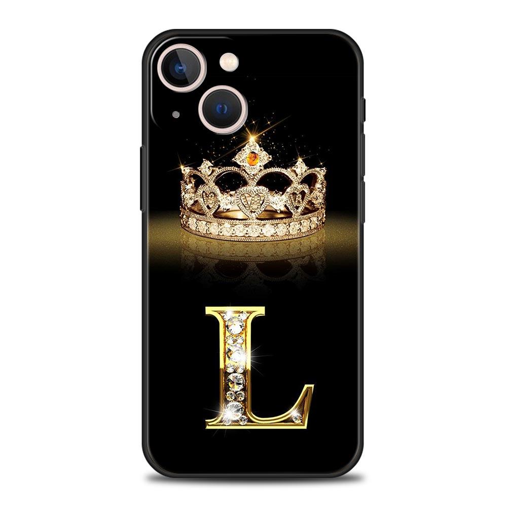 

Роскошный Чехол Для Телефона Для iPhone 11 12 13 15 16 14 Pro Max X XR XS 7 8 Plus 2020 Мягкий Чехол Funda Модный Алмазная Корона Буква А iPhone 12 Pro