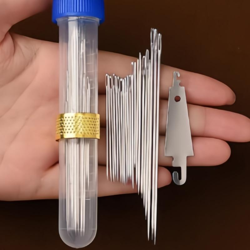 34 Piece Steel Sewing With Automatic Threader Thread For Embroidery Leather Repair Crafting