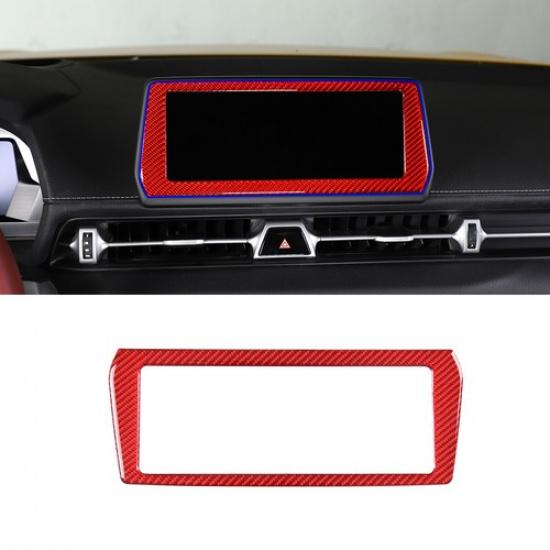Red Real Carbon Fiber GPS Navigation Panel Cover Trim For Toyota Supra A90 19-24
