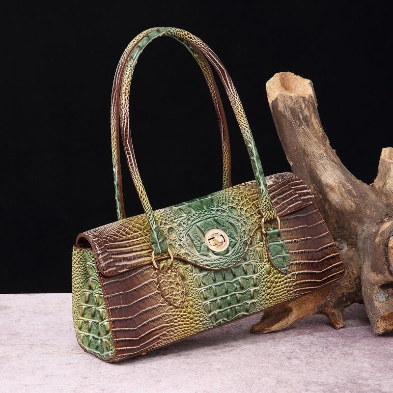 Handbag Shoulder Bag Vintage Tote Bag Underarm Bag Baguette Bag Alligator Print Bag for Women