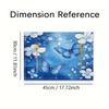4pcs Elegant Floral & Butterfly Placemats | Deep Blue Table Mats with Blue Butterflies, Durable Linen Place Mats for Dining Table, Kitchen Decor