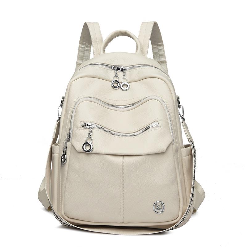 Fashionable Backpack New Style Versatile Backpack Trendy Soft Leather Women's Large Capacity Travel Bag