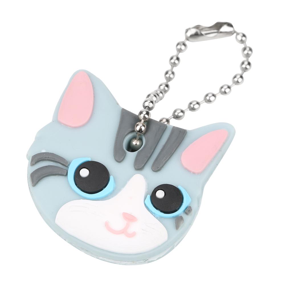 Keychain with Key Cover, Cute Pug Puppy,   Design, Accessory Suitable for Girls, Fashionable Pendant in Light Gray PVC