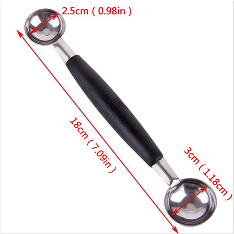 Kitchen Stainless Steal Double Ended Melon Ball Scoop Fruit Ice Cream Scooper