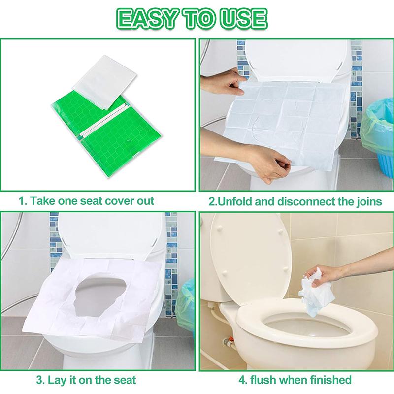10/30/50 STK Einweg-Toilettensitzbezüge, Toilettensitzbezüge aus Papier, wasserdicht, spülbar, reiselöslich, wasserlösliches Pad, tragbar