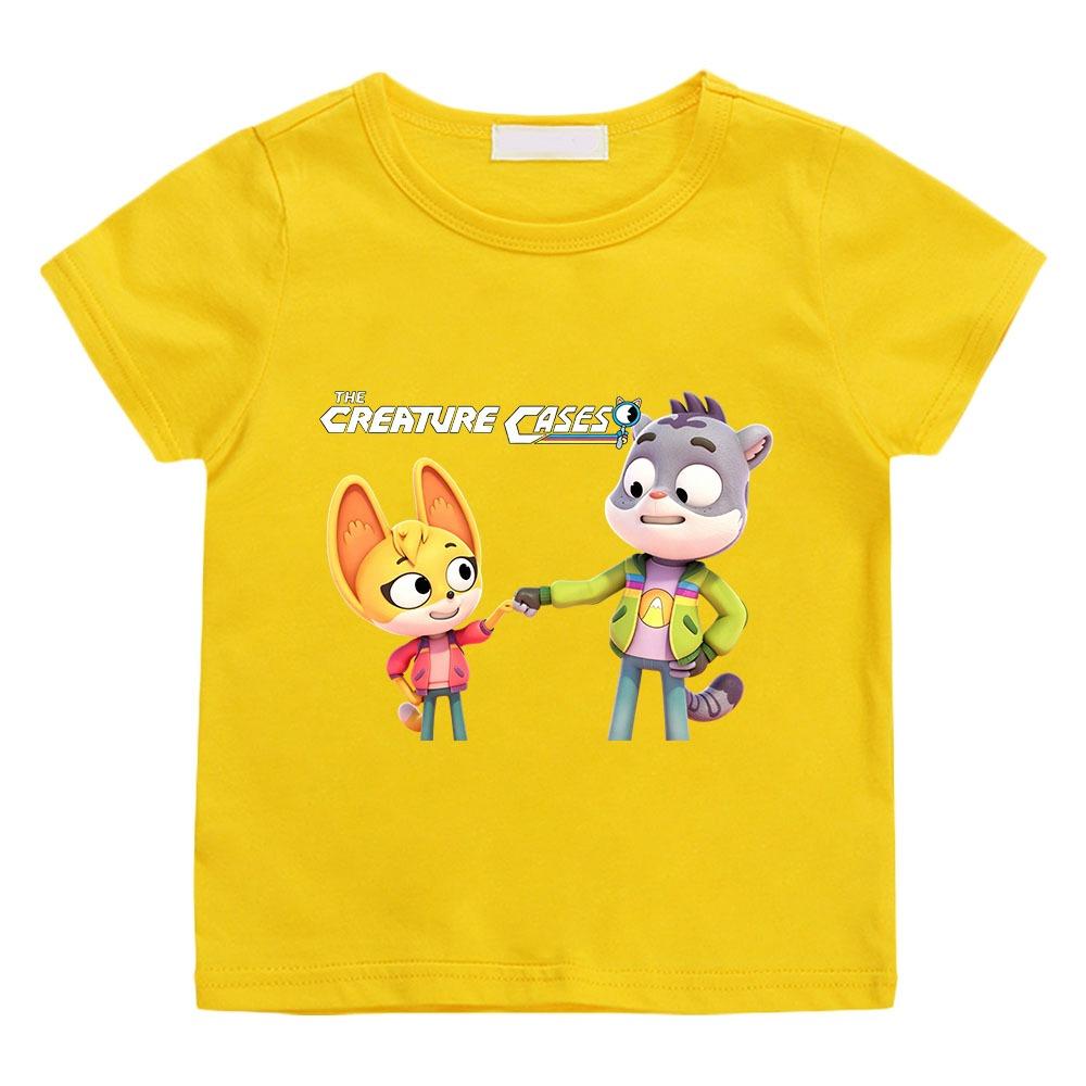 Camiseta Infantil Estampado de Dibujos Animados The Creature Cases 2-12 Años Niños Niñas Unisex Moda Manga Corta Cuello Redondo Tops Casuales