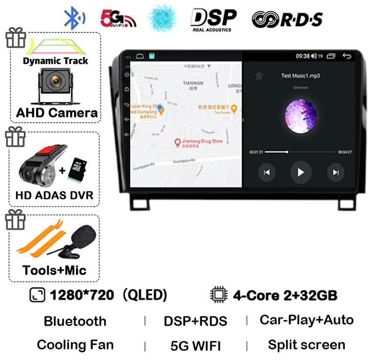 Android 14 Car Radio GPS Audio For Toyota Tundra XK50 2007-2013 Sequoia XK60 2008-2017 Multimedia Video Player Navigation Stereo
