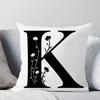 Black And White Letter Pattern Throw Pillow Cover With Short Plush Print For Living Room Sofa Decoration Cushion Cover
