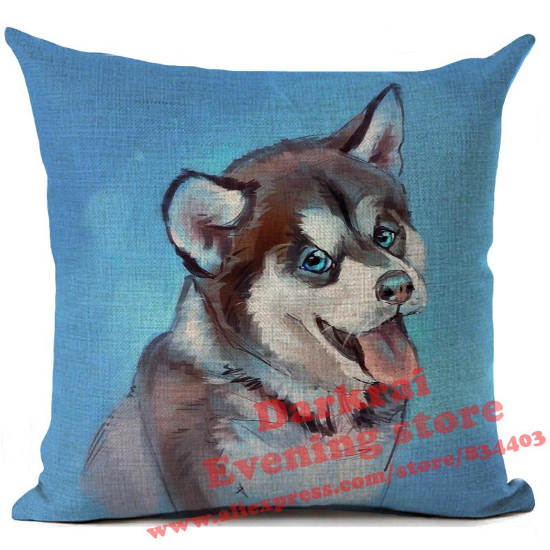 Doberman Greyhound Dachshund Corgi Dog Siberian Husky Linen Cushion Cover Living Room Sofa Throw Pillows Decorative Pillowcase