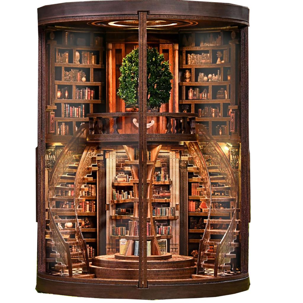 3D Wooden Puzzle QmXCyzl DIY Miniature Dollhouse Study Room Model Kit