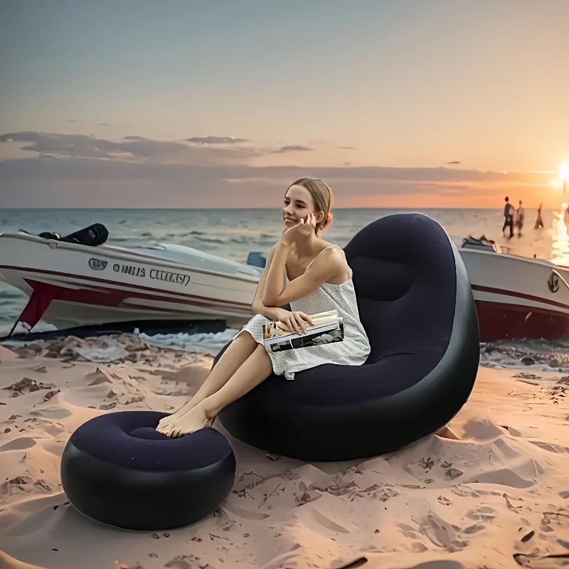 Simple Inflatable Leisure Bean Bag Sofa Lazy Sofa Set Outdoor Foldable Travel Fluffy Seat Tatami Footstool Bedroom Chair