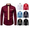 Autumn Men'S Fake Tie Long-Sleeved Lapel Shirt European Size Men'S Casual Loose Shirt