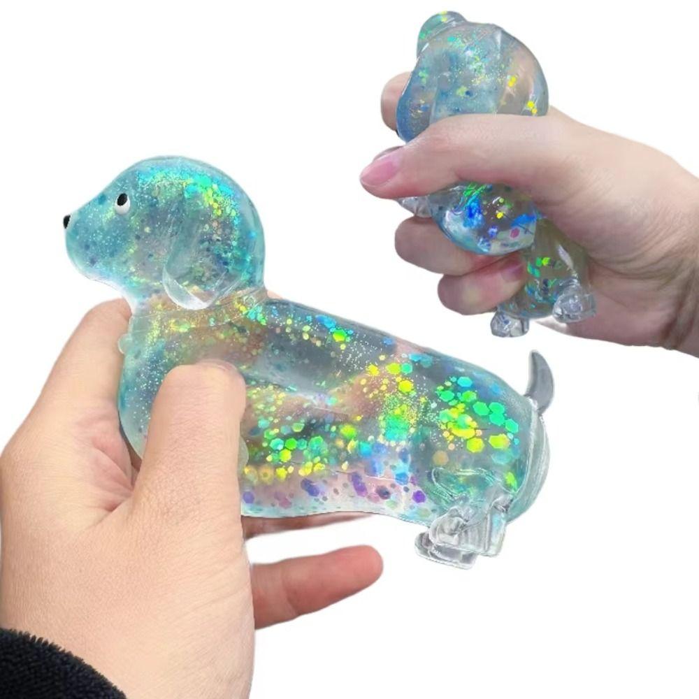 Cute Puppy Slow Rising Toys Sparkling Powder Squishy Toys Sausage Dog Fidget  Children Gifts