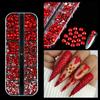 12Gird Mix Size Pink Red Green Crystal Nail Art Rhinestones Luxury Nail Diamond Gem Flatback Glass Stone Strass Nail Supplies
