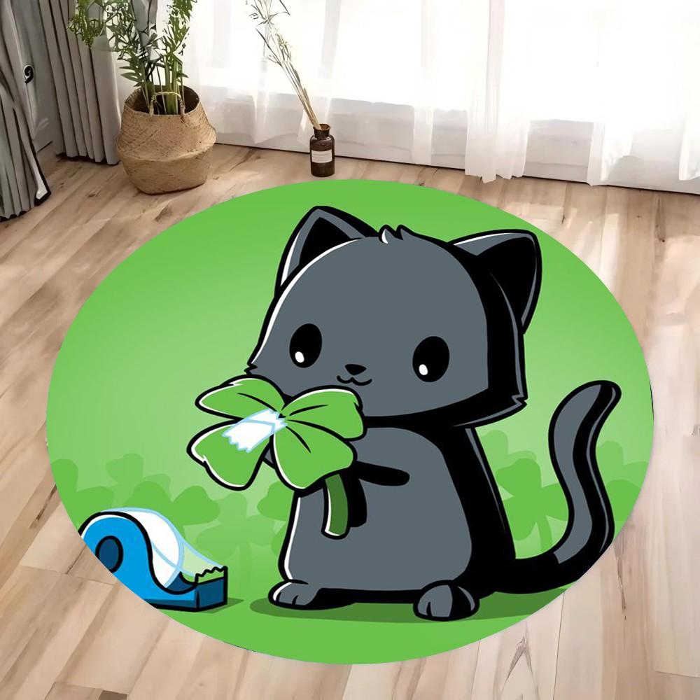 Kawaii Cartoon Cat Rug Playful Floor Mat for Kids Room Carpet Nursery Decor Gift for Fans Bedroom Living Room Gift