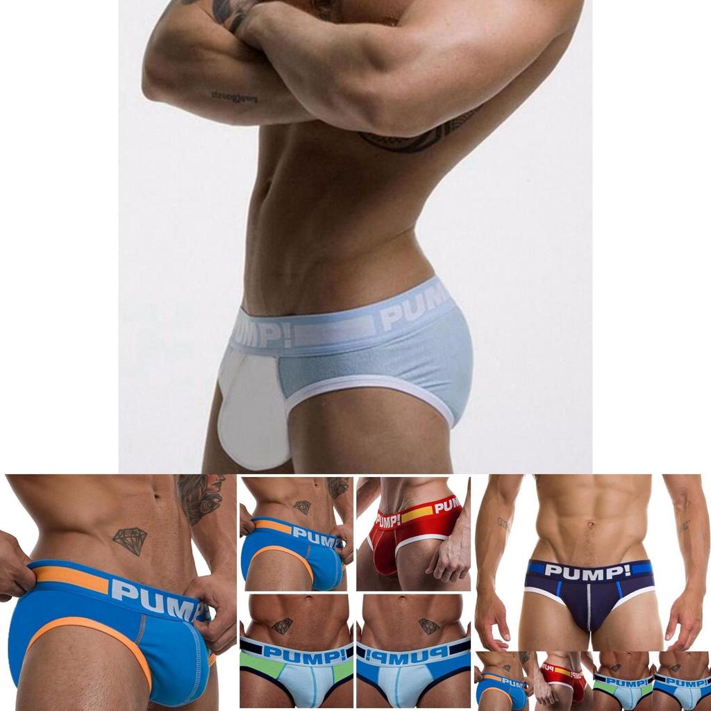 Pompa! Mutandine da uomo sexy a triangolo a vita bassa con U convessa solleva-fianchi in cotone traspirante