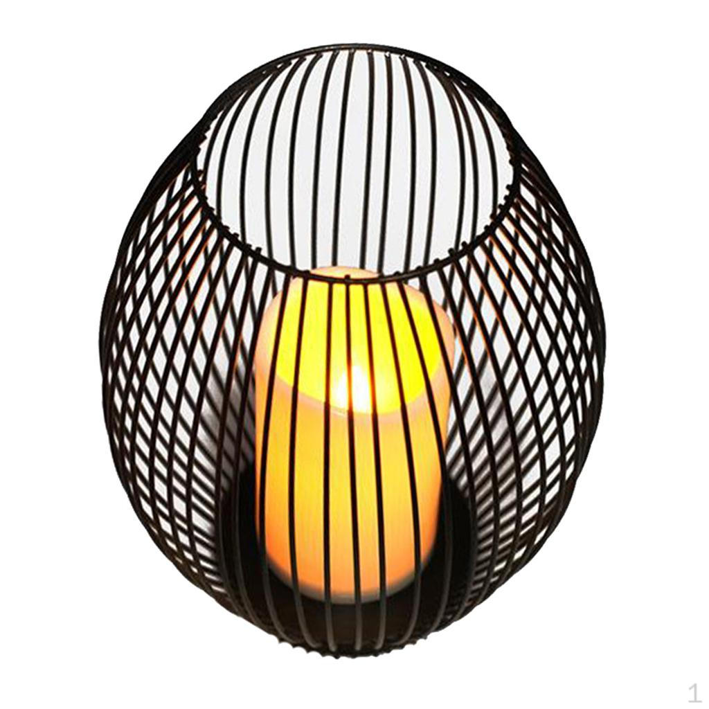 

Black Iron Wire Tealight Candle Holder with LED for Living Room Decoration L