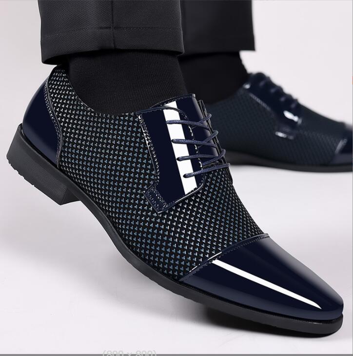 Leather Shoes Men  Business Oxford  Breathable Patent Leather Formal Shoes Plus Size Man Office Wedding Flats Male Black