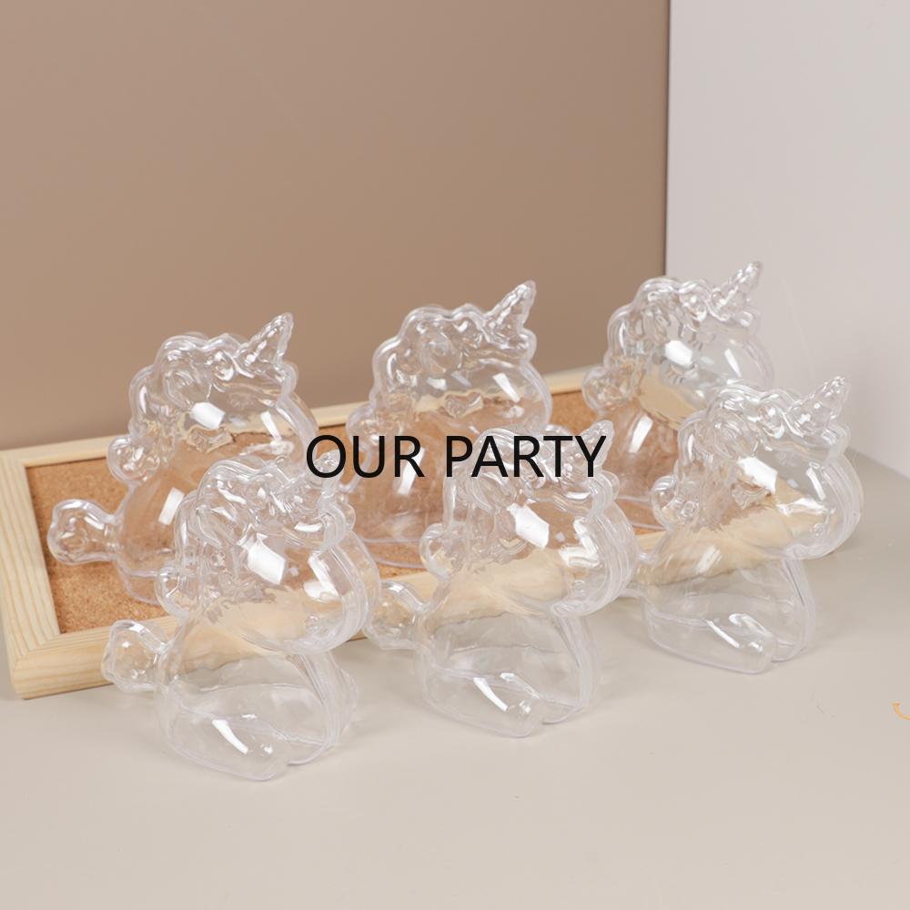 

6Pcs Plastic Unicorn Shape Candy Boxes Transparent Gift Packing Box for Kids Unicorn Theme Birthday Baby Shower Party Decoration 10x5.5cm
