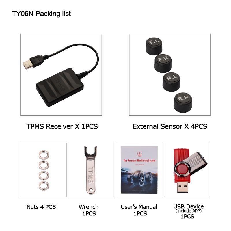 Android large-screen dedicated tyre pressure monitoring system with USB navigation screen display black