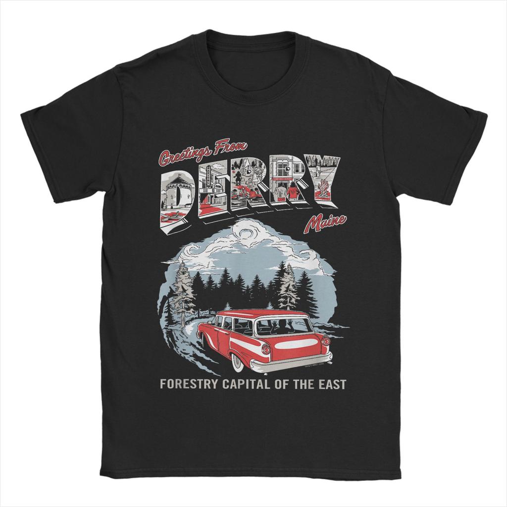 Pennywise The Dancing Clown Horror TV  T Shirt Beach Its Derrys Welcome Cotton T-Shirts For Men's Tee Shirt Short Sleeves Tops