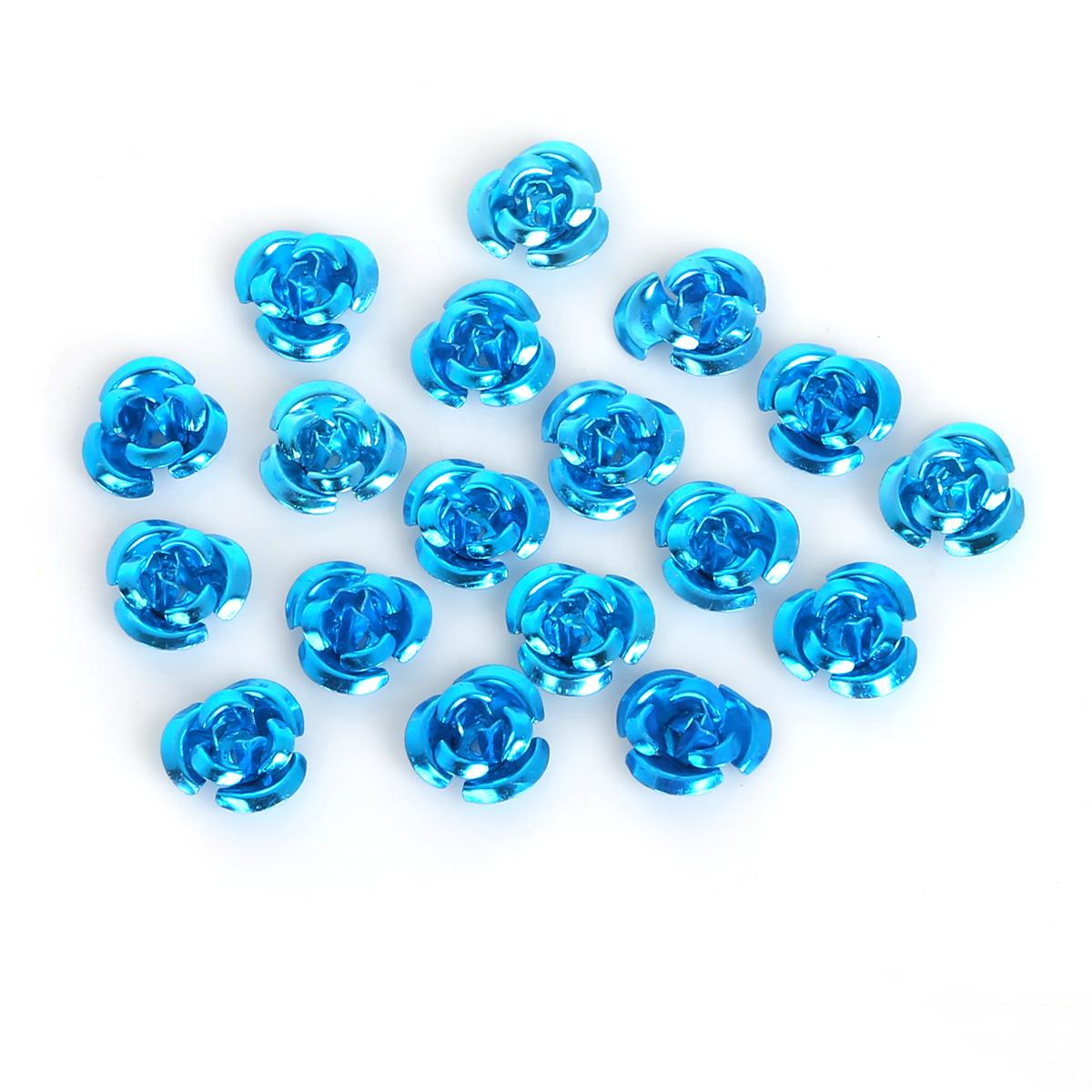 

100 шт., алюминиевые украшения в форме роз, производство, свадебная вечеринка, сделай сам, украшения, разноцветные бусины, украшение для дома 8mm бирюзовый