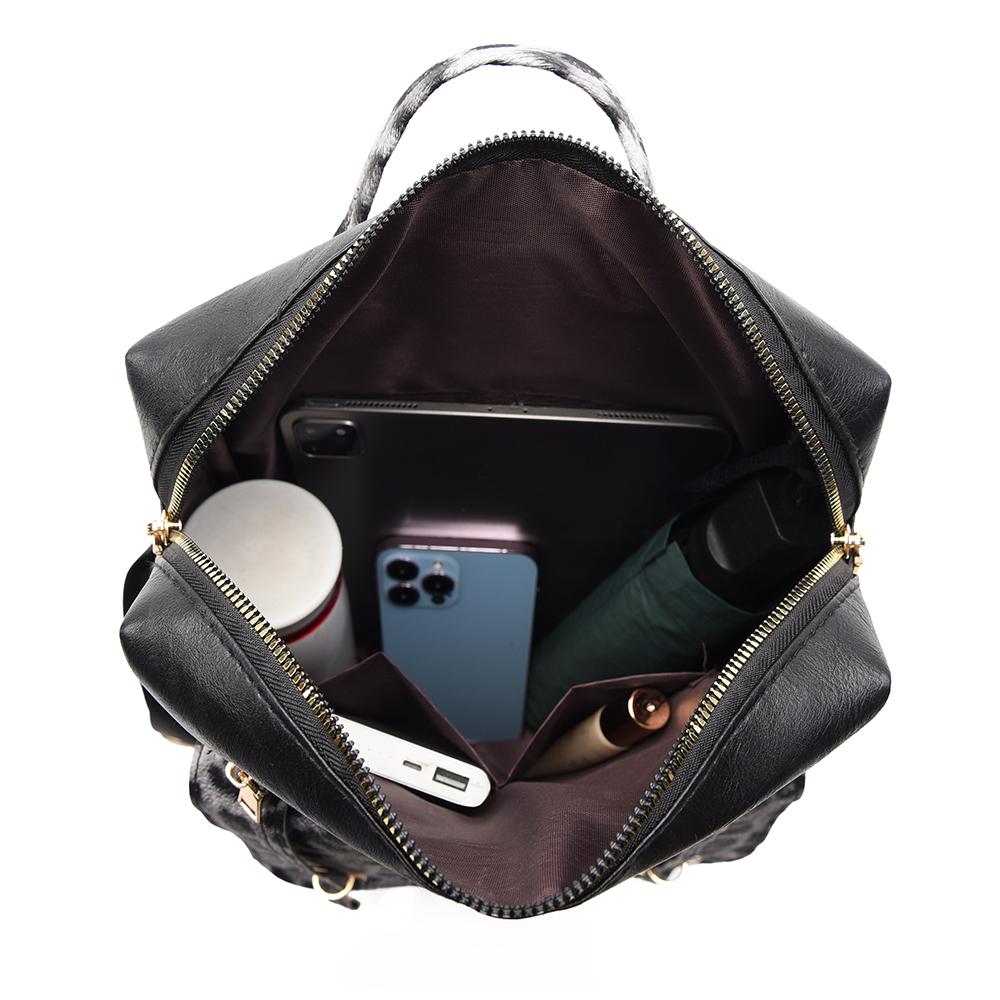 Vintage Rucksack mit Leopardenmuster Damen Schultertasche Studentenrucksack