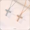 [ZIYMU] ZIYMU Cross Pendant Necklace with Zirconia, Sterling Silver 925, 40cm Figaro Chain, Silver zm-p-060s