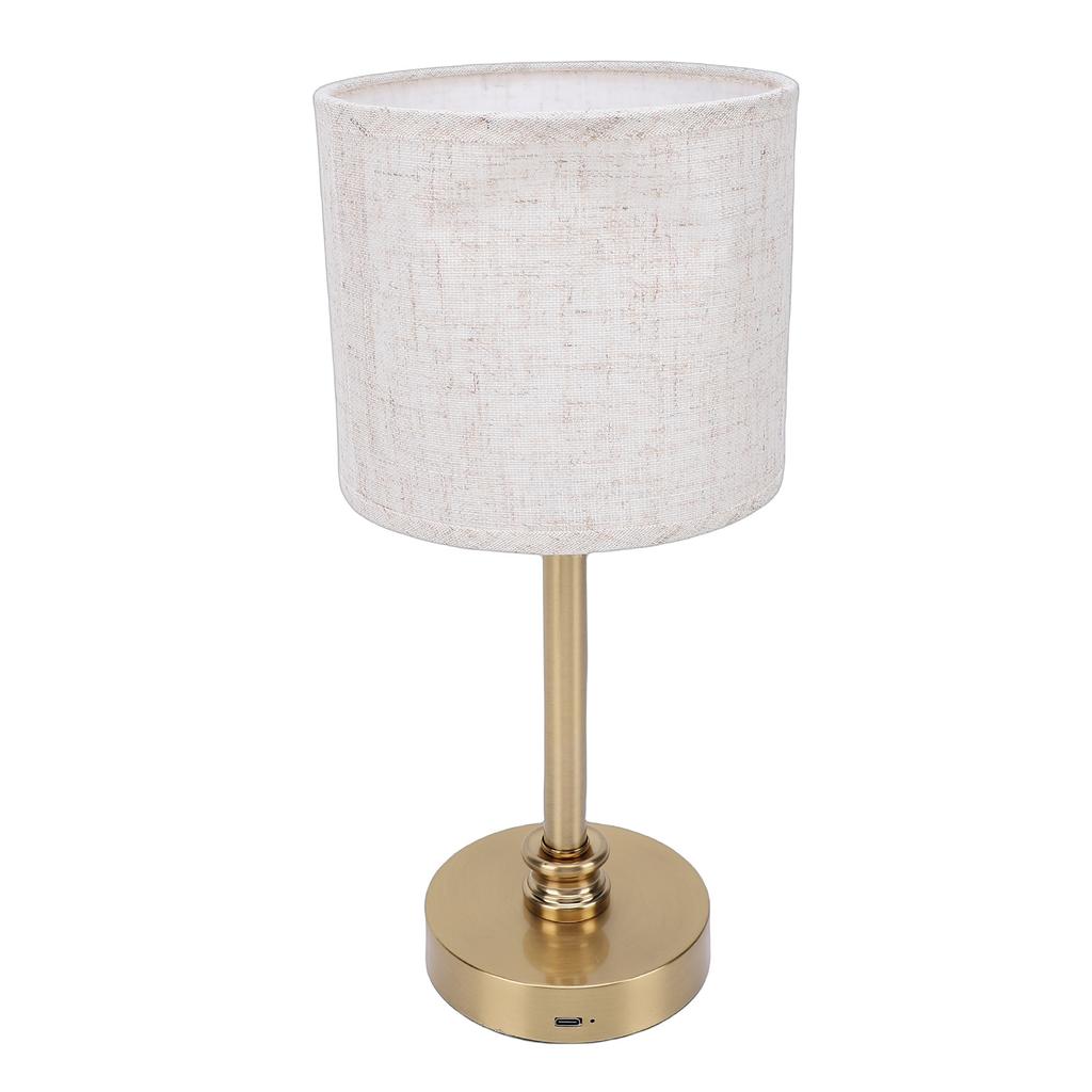 Cordless Fabric Table Lamp USB Rechargeable Bedside Table Lamp for Bedroom Touch Control Iron Aluminum Alloy