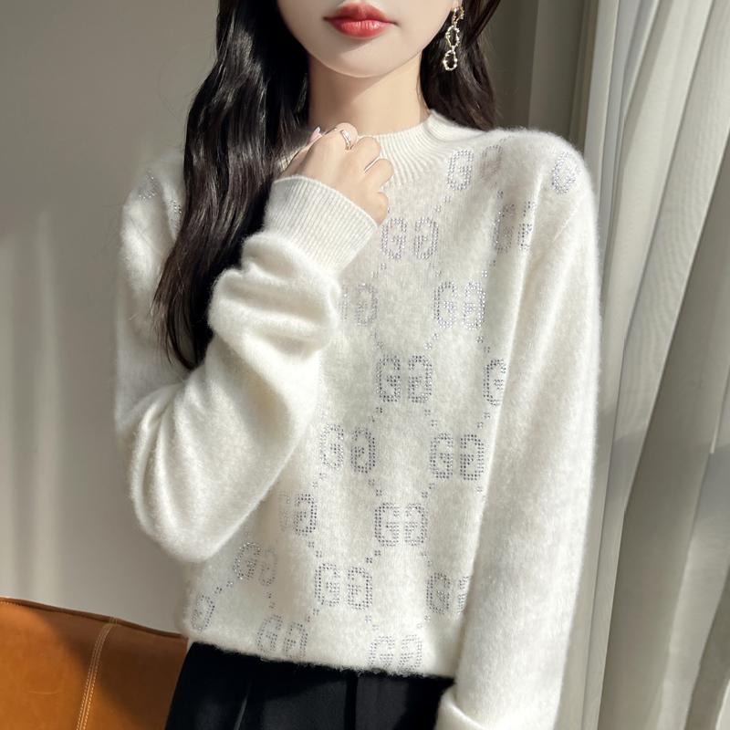 Damen Kaschmirpullover Qinghe Kaschmir 30% Kaschmir 70% Wolle Herbst- und Winterpullover warm und modisch