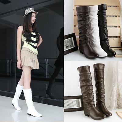 flat calf high boots