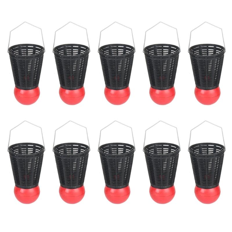 10Pcs Professional Lure Thrower Badminton Type Nesting Device Fishing Lure Basket Cage Fishing Tackle Accessories