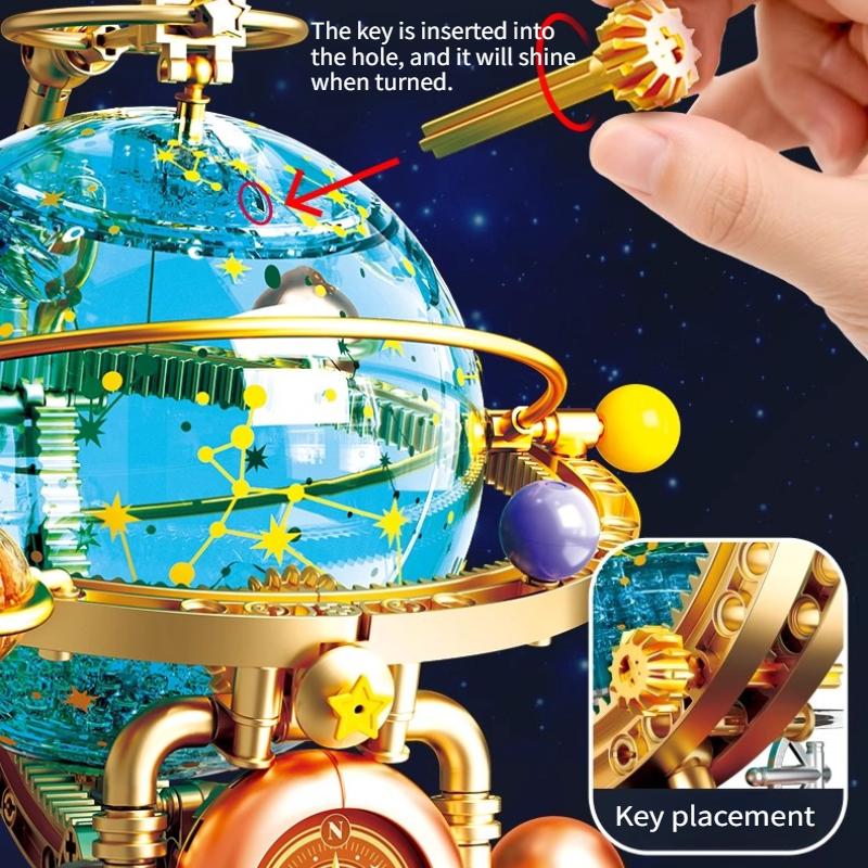 New Retro Rotating Earth Model Building Block Splicing Movable Construction Educational Decoration Ornament Toy Collection Gift