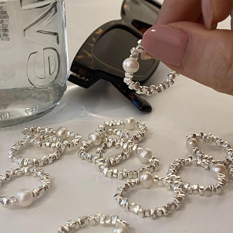 Female Minimalist Fashionable Personalized Creative Adjustable Index Finger Elasticity Broken Silver Ring