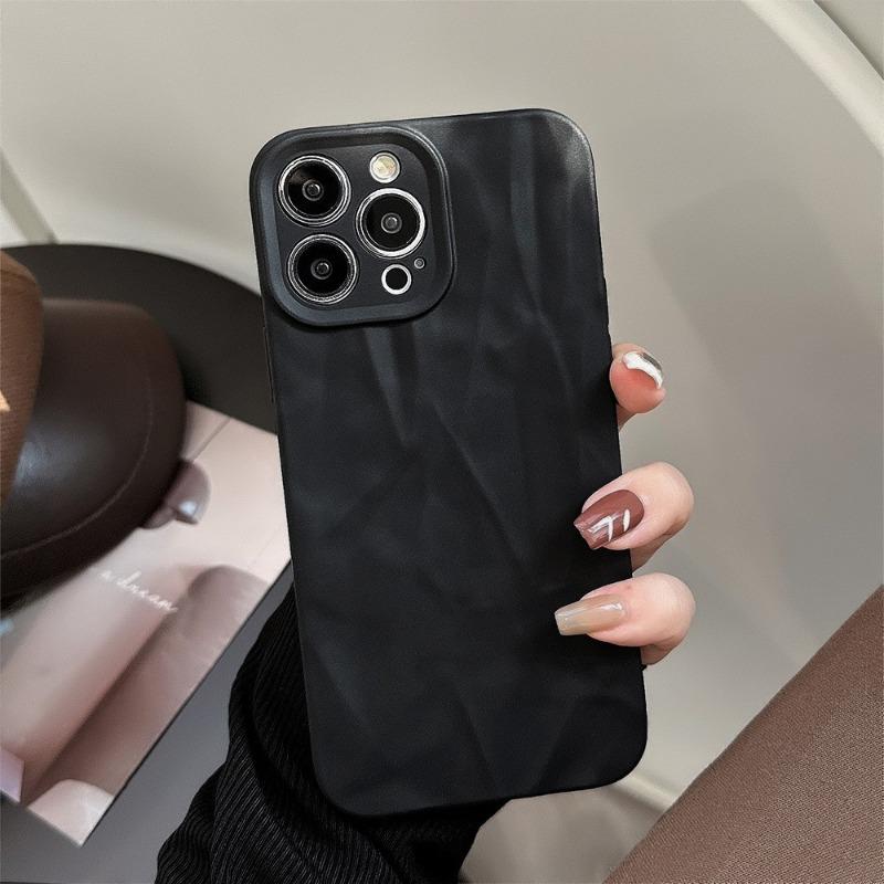 Luxury Wrinkle Matte Soft Silicone Case for iPhone 17 16 15 14 13 12 11 Pro X XR XS Max 7 8 Plus SE Shockproof TPU Full Cover
