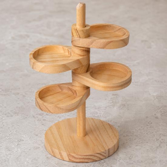 Yousheng Rotatable Storage Rack, Multi-Purpose Wooden Organizer, Space-Saving Portable Jewelry Holder, for Kitchen Bathroom Bedroom