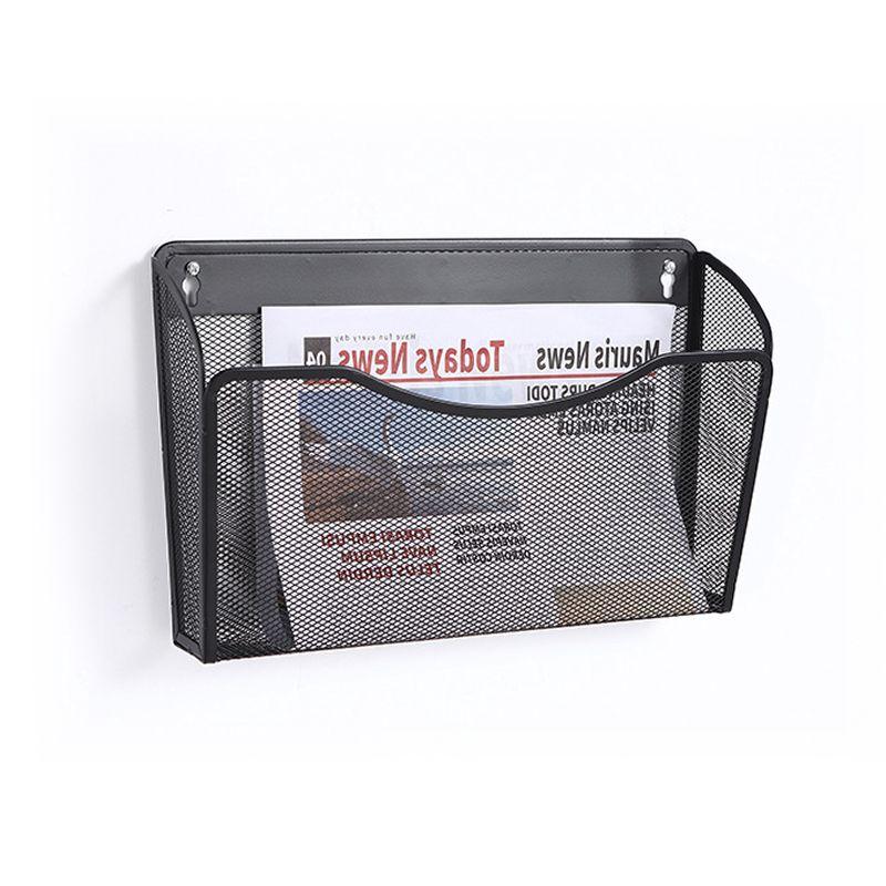 Wall-Mounted A4 File Rack A3 Folder Material Menu Rack Book Storage Rack Metal Iron Art Multi-Layer Wall Mounted Black\A4\Single-Layer Hanging Basket
