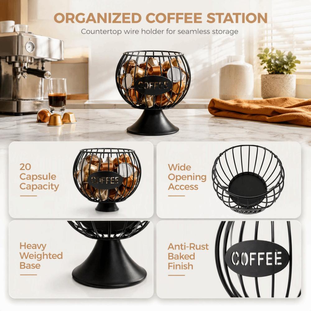 Weighted Base Coffee Pod Basket Iron Construction Coffee Pod Organizer For Home Desktop