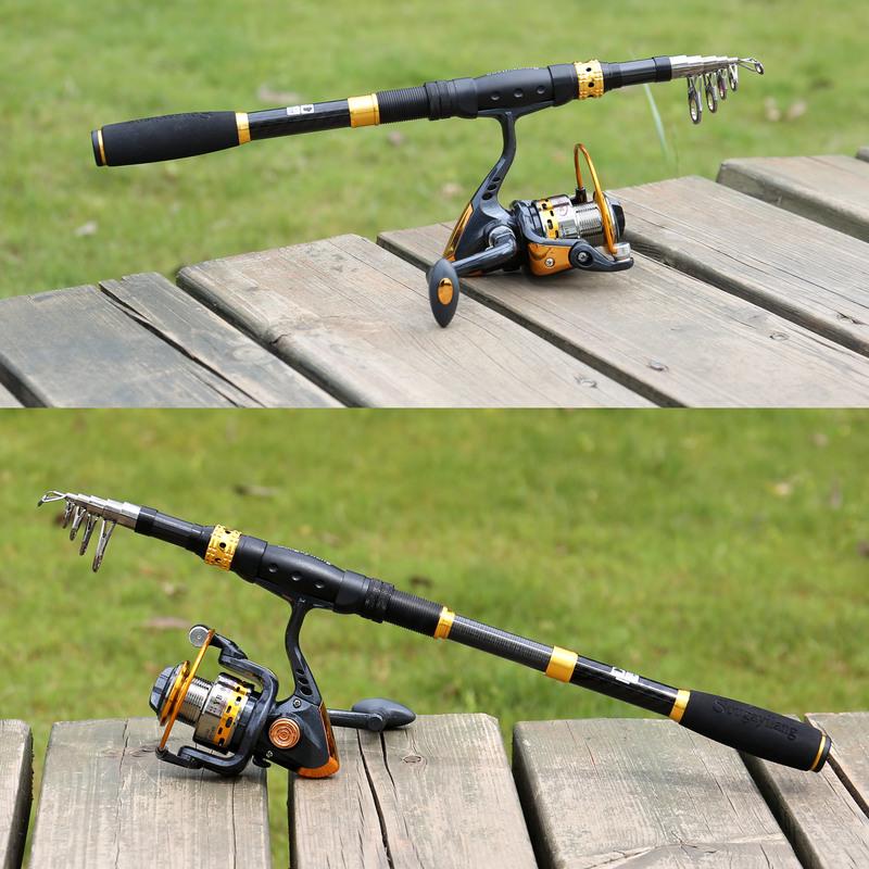 Fishing Rod Reel Combos Telescopic Fishing Pole Spinning Reel Travel Saltwater Freshwater Fishing