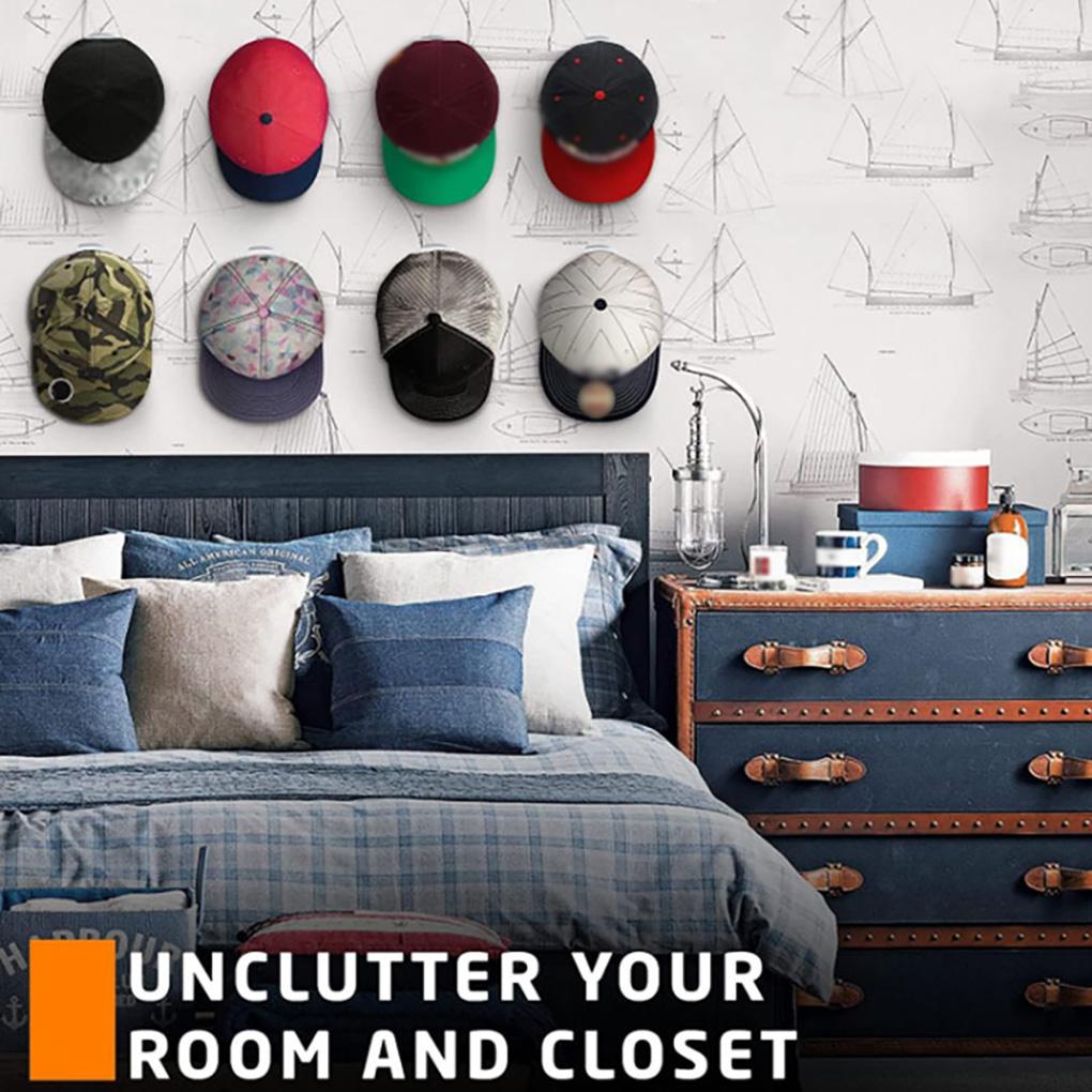 Paquete de 10 ganchos para gorras de béisbol, autoadhesivos, pretaladrados, para armario, dormitorio, oficina, almacenamiento de sombreros.