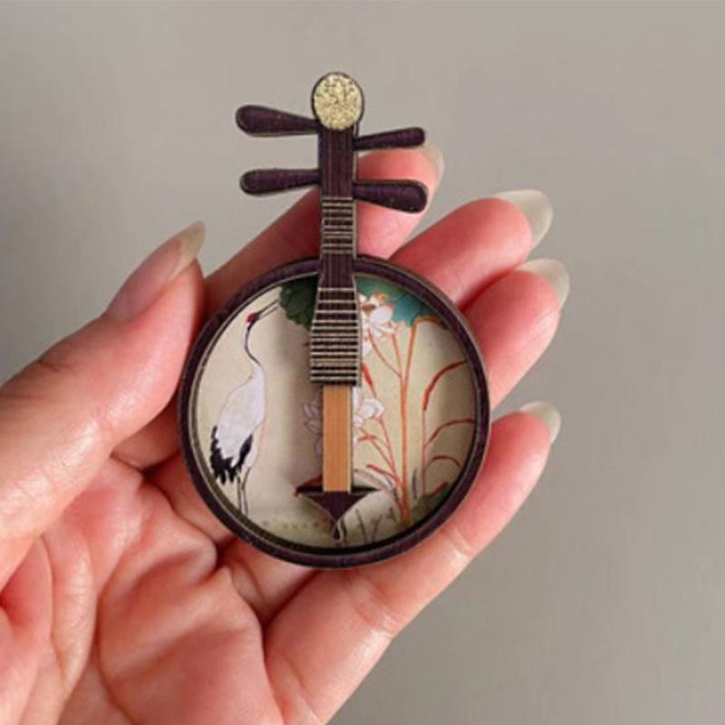 Chiński Styl Narodowy Instrument Muzyczny Naklejka na Lodówkę Rekwizyty Fotograficzne Pipa Antyczny Styl Dekoracyjne Naklejki Magnetyczne