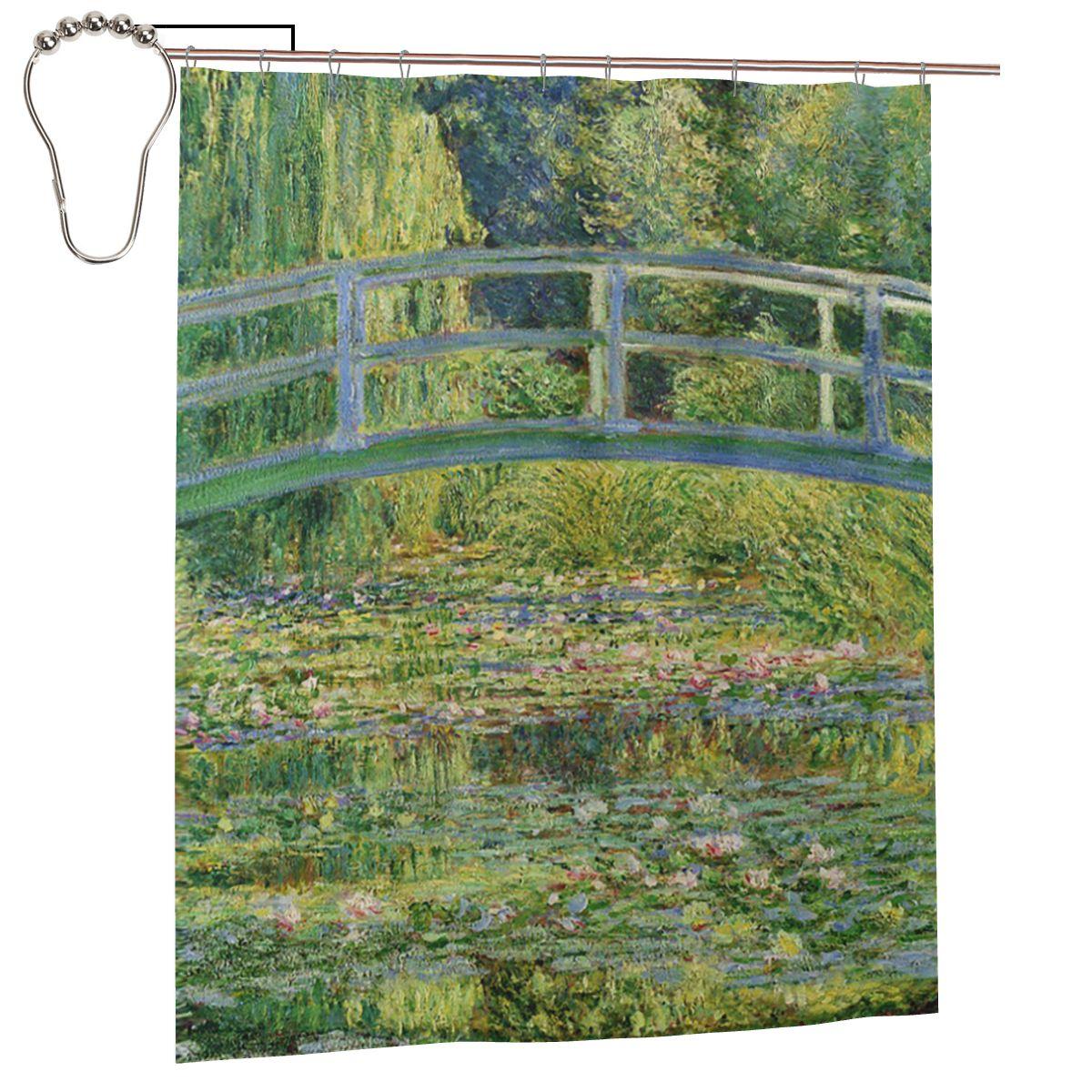 

Claude Monet - Water Lily Pond Shower Curtain Bathroom Polyester Waterproof Bath Curtains With Hooks W60H190(CM)-1 Pcs
