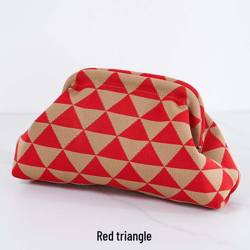 2025 Versatile Striped Knitted Handbag: Cloud Design, Large Capacity, Color Block, Daily Use.