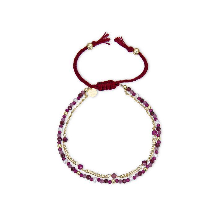 Bracelet - Asvorg - Argent 925 - Quartz hydrothermal améthyste - finition or jaune 18K - 0,78 gr