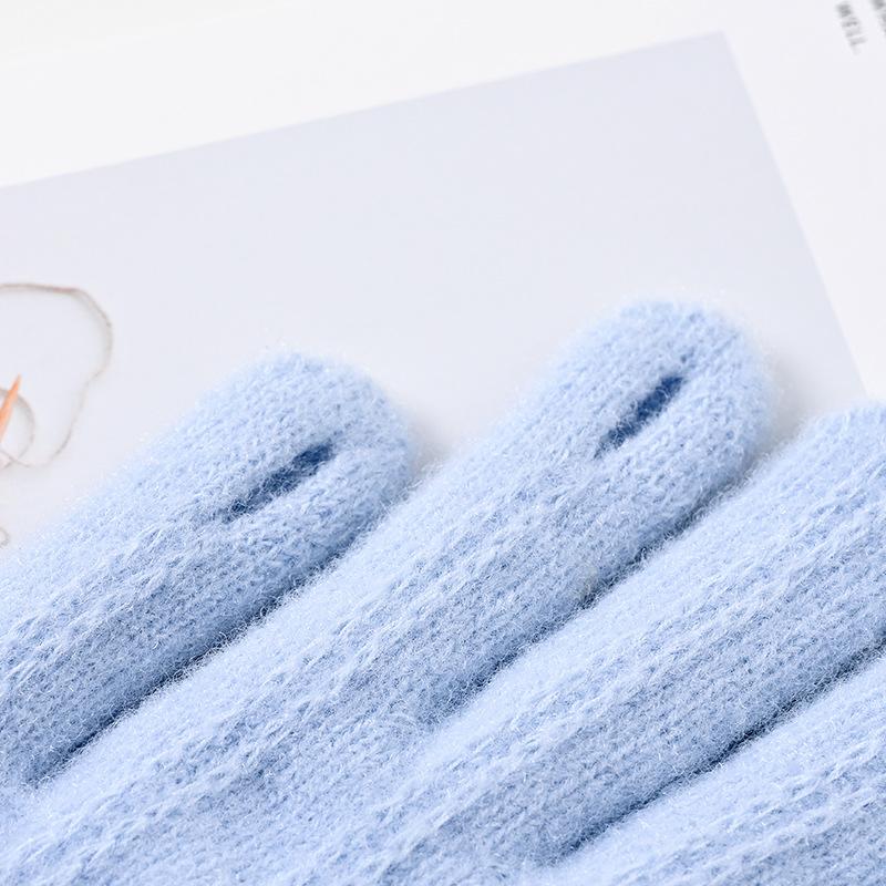 New Gloves Women's Winter Velvet Thickened Warm and Cold-proof Outdoor Touch Screen Student Riding Motorcycle Knitted Gloves
