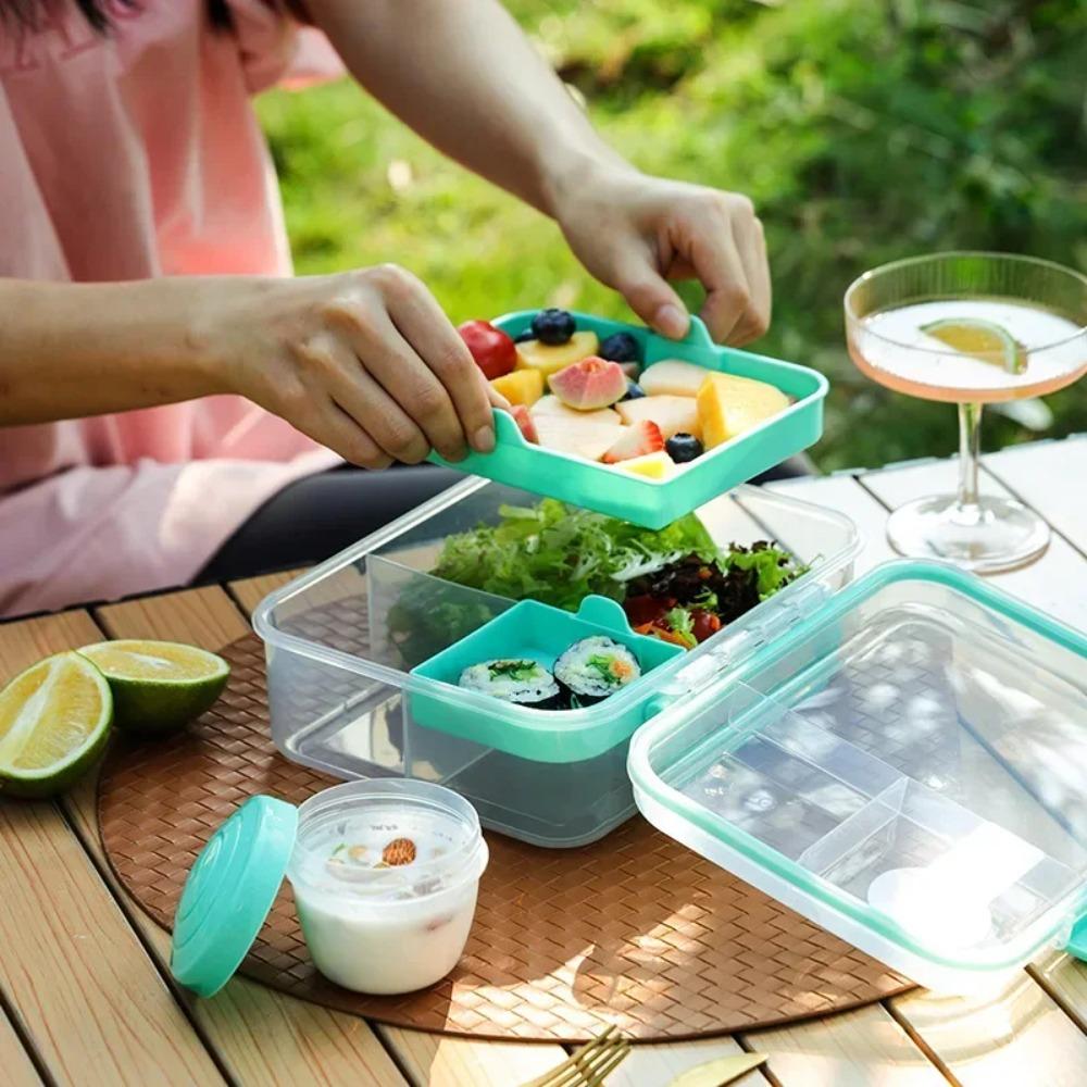 

with Sauce Box Handle Design Lunch Box Compartmental Salad Box Portable Picnic Box Students