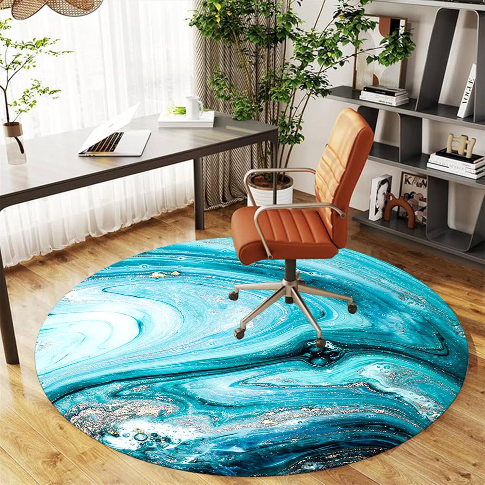 1pc Marble Texture Round Chair mat Area Rug - Non-Slip, Floor Mat for Office, Bedroom, and Indoor Decor c1118229