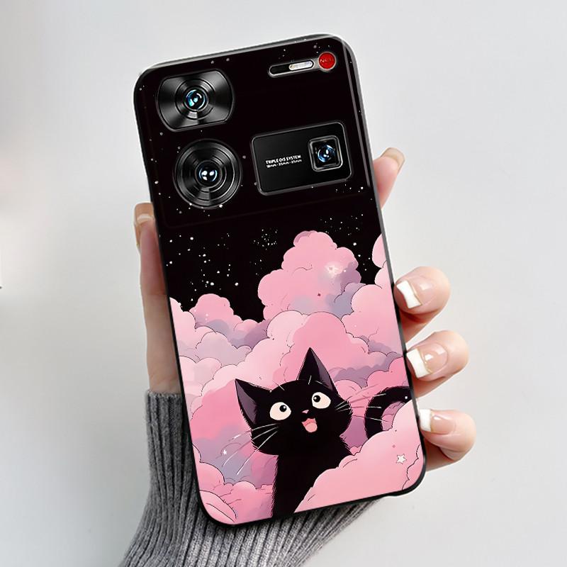 Case For ZTE Nubia Z60 Z70 Z70S Z50 Ultra Cute Love Heart Rabbit Matte Black Soft Silicone Cover For Nubia Z60Ultra Fundas Shell