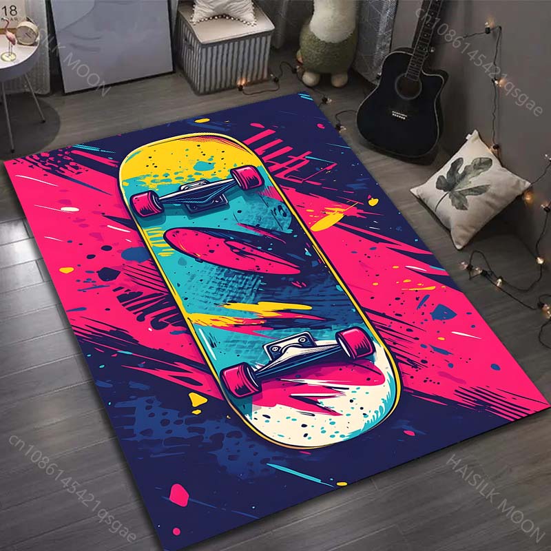 1PC Drawing Ideas Skateboard Print Carpet for Living Room Bedroom Sofa Doormat Decor Sofa Table Area Rug Non-slip Floor Mat