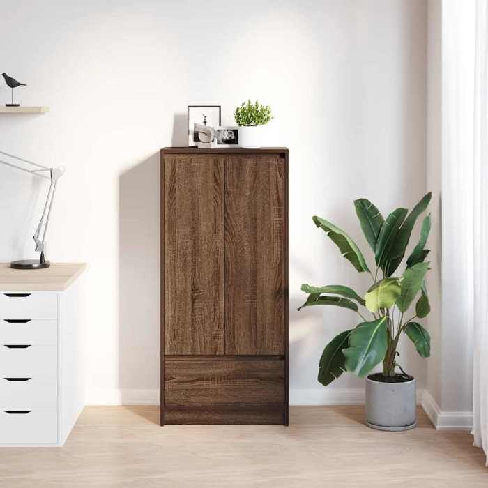 VidaXL Armoire tiroir chêne marron 55,5x34x119,5 cm bois d'ingénierie, armoire de rangement, buffet haut, armoire de 861649